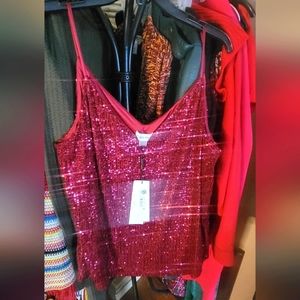 Calvin Klein Sparkly Sequined Top, lined